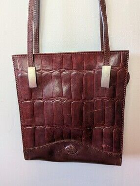 THE TREND Vintage Burgundy Shoulder Women Bag Made In Italy Zipper Closure